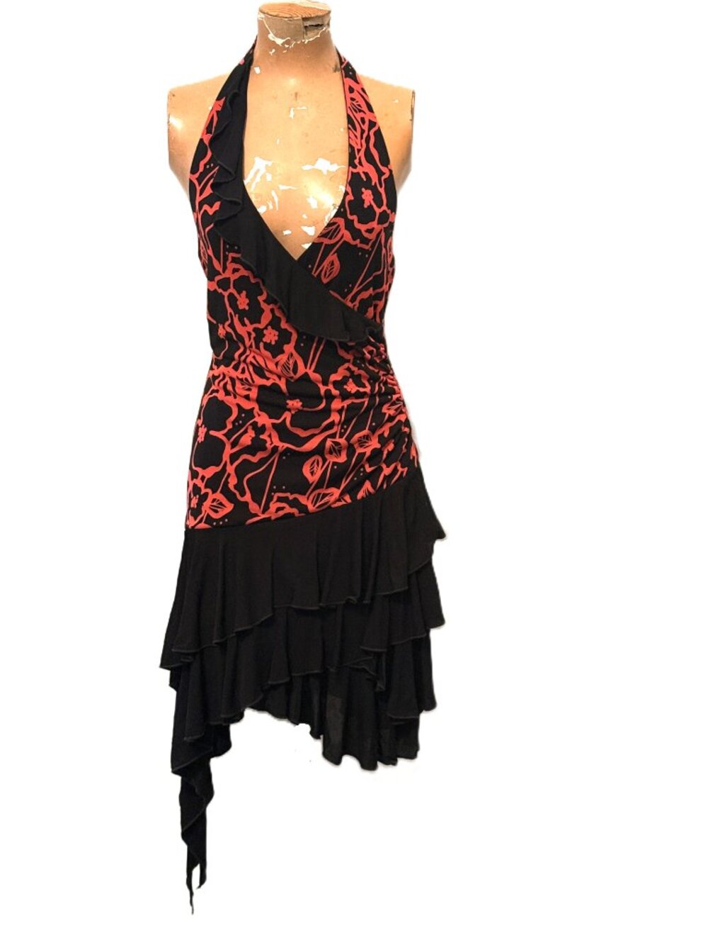 Vintage BEBE Unique Rare Y2K Whimsygoth Witchy Halter Ruffled Dress Small Fairy